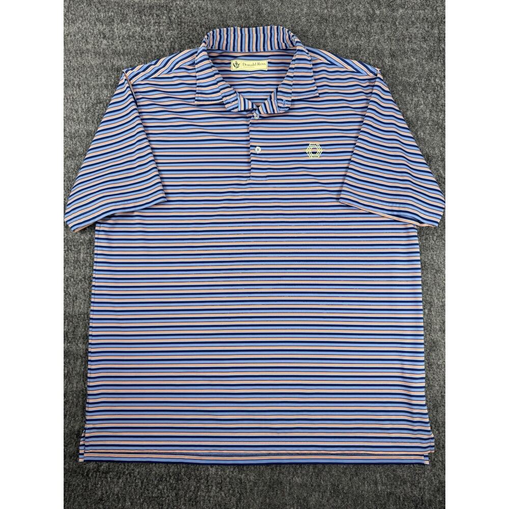Mens Donald Ross Orange & Blue Performance Golf Polo Shirt Size Large